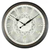 Orologio da parete olio bianco rotondo strofinato bronzo analogico numero arabo orologio