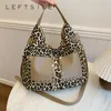 Totes Double Pockets Casual Big Shopper Shopping Shoulder Bag For Women 2024 Handbags Female Leopard Tote Bags Simple Crossbody