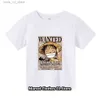 Giyim setleri yeni bir parça tshirt çocuk hayranları hediye giyim kızları tshirt bebek erkekler luffy tişört yaz t kısa kol t240415