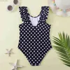 Pieces retro adolescentes meninas de um maiô de uma peça 7-12 anos Kids Polka Polka Print Swim Swim Swimwearwear roupas de banho de praia Ternos de banho Summer Y240412