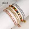 Bracelets de liaison Zakol Rainbow Zircon Crystal Tennis ajusté pour femmes bijoux de la mode de mode BP5114