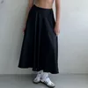 Rokken lange rok vrouwen hoge taille satijn elegant een lijn y2k mode zomer herfst solide maxi vrouwelijk streetwear chic