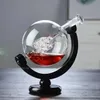 Whisky Decanter Globe Wine Aerator Glass Set Sheat Skull Skull Inside Crystal With Fine Wood Stand Liquor pour Vodka Cup 240415