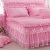 1 pièce en dentelle Jupe 2 chemises de lit de lit de lit de literie Princesse Litterpreads Feille pour le couvercle de lit pour fille Kingqueen Taille 240415
