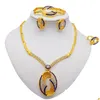 Brincos Jóias Jóias Conjunto de jóias Dubai 24k Cor de jóias africanas para mulheres Ring Round Bracelet Ring Gifts Drop Delt Dhjwy
