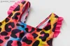 One-pièce 2-10y Toddler bébé Girls Swimwwear Leopard Print Girls Swimsuit One Piece Children Swimwear Kid Bikini Bathing Fissure Y240412Y2404172X9M