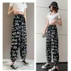 Women's Pants Summer Women Ink Tie Dye Leggings Elastic High Waist Straight Pant Ice Silk Casual Trousers