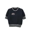 Miumiuss T-shirt Designer Luxury Fashion Letter Printed Womens T-Shirt Spring/Summer New Round Neck Knitted Short Sleeve Letter Handmade Nailed Diamond Top