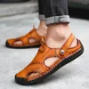 Casual Shoes Summer Soft Sandals Men's Leather Italian Classic Roman bekväm utomhusstrandsneakers 38-48