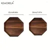 Tea Trays KEMORELA 1PC Creative Acacia Wood Plate Dishes Rectangle Octagonal Food Dessert Dinner Tray Outdoor Tableware