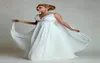 Greek Goddess Wedding Dresses 2019 V Neck Empire A Line Full Length Beading White Chiffon Summer Beach Bridal Gowns with Watteau T1664592