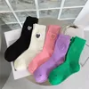 Chaussettes pour femmes bass sur le printemps et l'automne Couleur solide Coton Love Broidered Piled Mid-Tube Sports