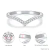 Clusterringe Luxus Mode S925 Sterling Silber Platin pt950 VVS D Farbe Moissanit Diamant Vielseitiger V-förmiger Reihenring für Frauen