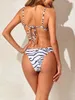 Frauen Badebekleidung Seashy zweiteilige Bikini Zebra Muster Frauen Badeanzug Vintage 2024 Sommer sexy dünner Schultergurt Schwimmanzug