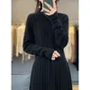 Robes décontractées Tailor Sheep Femme Femme Half Neck Wool Robe Sweater Slim Fit Fashion Tricot Automne et Hiver Pullover