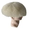 Mongoolse maagdelijke menselijke stukken 6 mm wortel afro golf toupee platina blond 60# volledige kanten topper voor zwarte vrouw