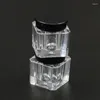 Storage Bottles 100pc/Lot Mini 4g 4 Gram Portable Empty Clear Cream Jar Pot With Black Lid Cosmetic Container Transparent Square Base PS