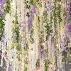 装飾的な花1/2pcs人工蘭の風の花輪シルクフラワーラタンストリングアイビーウェディングアーチガーランドウォールハンギングホームデコレーション