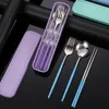 Portable Stainless Steel Cutlery Portuguese Creative Student Outdoor Tableware Reusable Travel CampSpoon Gifts Box Dinnerware