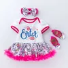 Neues Osterbaby Schatz Babykleid Cartoon Kurzarmbodysuit Kinderkleid Kleid