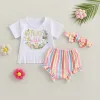 Shorts mababy 9m3y criança infantil recém -nascidos roupas de menina conjuntos de verão