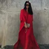 Casual klänningar En enkel maxi -klänning som flyter sommarlånga kaftan solid röd batwing strand täcker robe