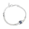 New Mens Trendy Bracelet Versatile Fashion Blue Eyes Evil Silver Plated for Women