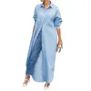 Abiti casual Donne Donne Abbigliamento Shirt Dress Vesto Verve Long Sleeve Sliose Plus TIE MAXI KAFTAN