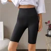 Dames shorts 2024 Streetwear naadloze motorrijder fitness casual hoge taille zomer slanke knie-lengte bodems zwart fietsen