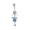 Navel Bell Button Rings Yyjff D0347 6 Färger Mix Belly Body Piercing smycken Dingle Accessories Fashion Charm Butterfly 20st/Lot Drop Dhekn