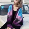 Jaqueta de suéter de cor escova de alta qualidade para o outono feminino e inverno novo temperamento de estilo suave, combinado com o cardigã de malha Top