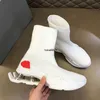 Erkek Yüksek Üst Sneakers Bahar Kumaş Dayanıklı Çorap Ayakkabı Dört Şok Emiciler 5cm Ofis Benzersiz Sıradan Çorap Ayakkabı Yüksek Son Tasarımcı İnsan Ayakkabı