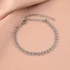 Bracelets de chaîne de feuilles en feuilles en acier inoxydable de Strand 304 Bracelet argenté en argent pour femmes Gift de tendance des bijoux 16cm 1pc