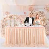 Table Skirt Wedding Gauze Decorate Birthday Party Tablecloth 4FT 6FT 9FT 14FT Solid Color Cover