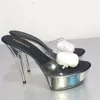 Slyckor Vattentät tjock botten Transparent Lady's High Heel Catwalk Show 15 cm Sandaler Model