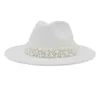 2020 Femmes à bord large imitation laine Feel Fedora Chapeaux Fashion Église Femme Femme Robe Feme Ribbon Decor White Hat5490563