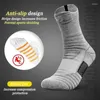 Sports Socks Super Elite Mens Sports Anti-Slip Cotton Sock Riding Cycling Basketball Running Tennis Breattable Deodorou fukt