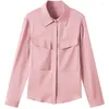 Blans pour femmes Real Silk Casual Shirt Boutons à manches longues Chemises élégantes et pour femmes Loose Tops Office Lady Blouse solide