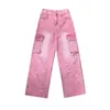 Women's Jeans Wide Leg Trousers Straight Workwear Multi Pocket Cargo Pants Casual Streetwear Female Slacks Long Trouser Ropa Mujer