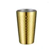 Tasses à bière tasse café coréen diamant motif marteau camping extérieur 304 en acier inoxydable à double couche d'eau