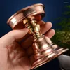 Ljushållare Tibetansk ljusstake Polering Ancient Red Copper Holder Buddhist Sacrifice Lamp Altars Inomhus Desktop Decorative