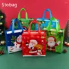 Present Wrap Stobag-Christmas Icke-vävd tygpås för barn Candy Book Cookies Chocolate Snack Food Packaging Party Supplies 8 PCS