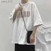 メンズTシャツメンズピュアコットンTシャツ夏のウルトラファインショートスリーブゆるく通気性のある青少年ハラジュクストリート衣料品TシャツジムトップY2K衣類YQ240415