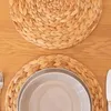 Table Mats 4 Pack Round Woven Placemats Natural Water Hyacinth Place Braided Straw For Dining