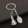 Keychains 100pcs/lote 2024 Metal Badminton Keyrings Creative Zinc Altoy Chains