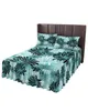 Water Green Chrysanthemum Zwart en wit Retro bedrok Rok gemonteerd met kussenscases Matras Cover beddengoedset laken 240415