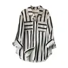 Women's Blouses Women Casual Shirt Long Sleeve Mid Length Vertical Stripe Single Breasted Summer Elegant Ladies Blouse Top