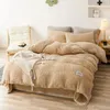 Bedding Sets High Quality Winter Super Warm Set Fashion Simple Solid Color Fleece Duvet Cover Pillowcase Flat Sheet Thicken Bed