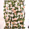 Dekorativa blommor 180 cm högkvalitativa konstgjorda hängande sträng Silk Roses Vine Plants Rattan Garland för bröllop hemfestbakgrundsdekor