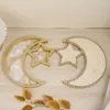 Platos bandeja de bandeja de bandeja de madera con diseño de estrella de luna para el centro de mesa de Kurban Bairam que sirve pasteles de frutas nueces